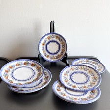 Lot de 6 Assiettes/Soucoupes ancienne Henriot Quimper faïence peinte main France