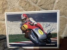 Giacomo Agostini Grande Photo Encadree Dedicace Main Multiple Champion Du Monde