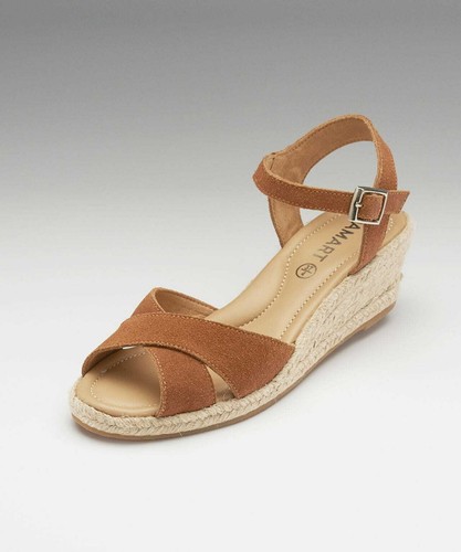 Sandales cuir daim camel talon
