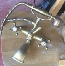bathroom mixer taps, old, bronze in good condition