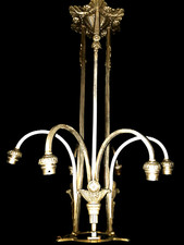 SUPERBE MONTURE LUSTRE BRONZE ARGENTE NICKELÉ ART DECO INITIALES No  INCOMPLÈTE