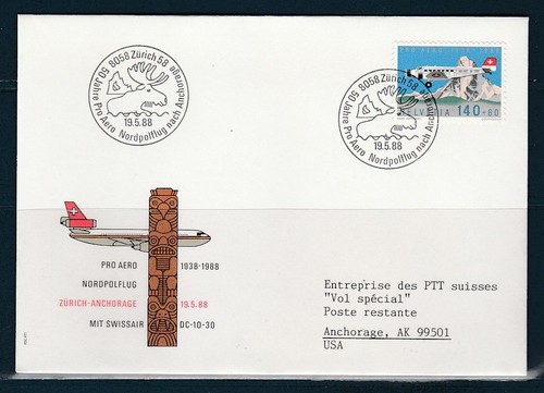 Enveloppe vol swissair - , par