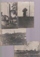 4 CARTES PHOTOS DE BOMBARDEMENT D UNE USINE
