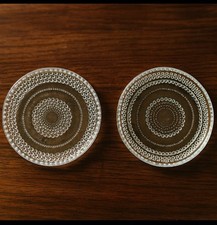 2 Dessous De Bouteille en verre  à motif bulles – style vintage / scandinave