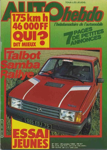 Auto hebdo 341 10 1982 - hebdo, n°341
