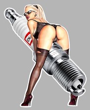STICKER PINUP BOUGIE GARAGE RETRO AUTOCOLLANT VINTAGE PIN-UP PA176