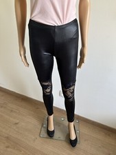 Legging noir en simili cuir avec dentelle taille unique jamais porté 