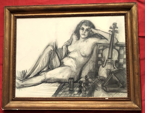 Superbe fusain 1950 par - fusain,