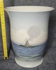 vase bing & grondahl bateau a voile et vapeur  royal copenhague porcelaine