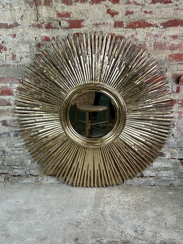 Miroir soleil bois sculpté - miroir,