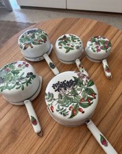 SERIE DE 5 CASSEROLES EN PORCELAINE DE PARIS ALUMINITE FRUGIER LIMOGES  *