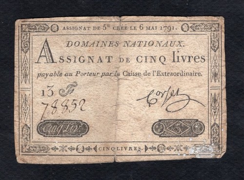 Assignat livres 1791 etat - 1791,