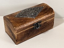 ❤️ Ancienne  boite coffre   en Bois Décor sculpté    Bijoux Cartes ...  FEV10F