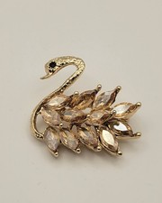 BROCHE CYGNE STRASS CHAMPAGNE