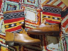 bottes  entièrement Cuir et coton brodé santiags homme taille 43