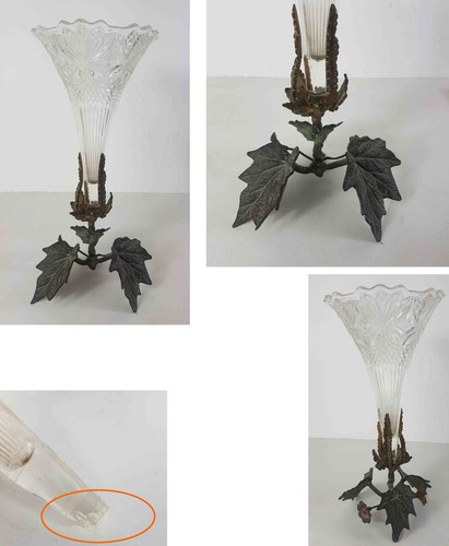 Vase cornet verre bronze - cornet,