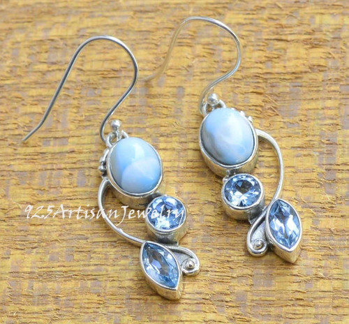 Larimar blue topaz earring - &,