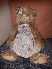 OC/ peluche ours habillé louise mansen robe imprimés fleurs et broderie 39 cm