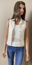 Ensemble top + gilet écru en coton bio T 36