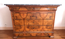 Commode ancienne style Louis Philippe, dessus en marbre gris foncé