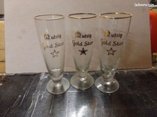 3 Ancienne flutes différente bière collection bistrot brasserie MUTZIG GOLD STAR