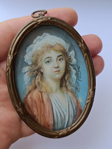 Miniature portrait femme xixe - portrait,