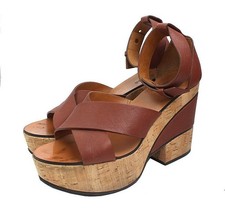 Chloe Sandales compensées en liège marron 37 31284007