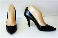 TEXTO Escarpins Pointus Cuir Noir Talons Hauts T 39 TBE