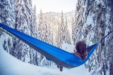 Single Nylon Camping Hammock Hiking Beach Camping BLUE