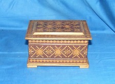 BOITE COFFRET BIJOUX VIDE POCHE BOIS MARQUETERIE PAILLE H.9 CM, 14x10CM /B2519