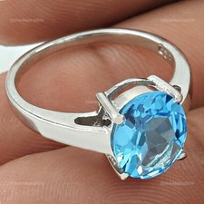 925 Argent Sterling Bleu Gemme