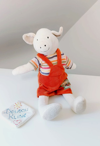 Peluche doudou cochon rayé - cochon,