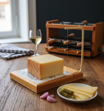 Trancheuse à Fromage Raclette Vintage | Coupe-Foie Gras Manuel en Bois et Fil