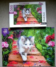 puzzle Nathan 500 pièces  "CHATON au JARDIN"  état neuf