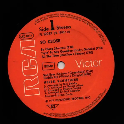Helen schneider close lp - helen, so