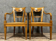 Superbe paire de fauteuils style Directoire - Consulat en noyer blond vers 1900