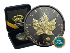 2025 1OZ Silver Canada Maple Leaf 24kt Gold gilded Black Empire ONLY 500pc #228