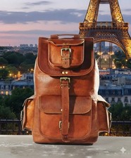 Sac à dos 20" ordinateur portable vintage sac chèvre marron voyage neuf sac mess