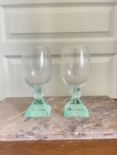 Ancien Paire Verre Art Déco Fait Taillé Main Signé Designer Unique