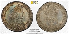 Louis XIV Quart d'écu à la mèche longue 1646 Paris Splendide PCGS MS63 Top Pop