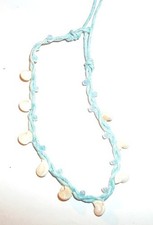 CHAINE DE CHEVILLE EN COTON AVEC COQUILLAGES - BLEU CLAIR - NEUF - CHVCN05
