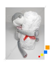 Peluche/Doudou Et Plaid Loup/Renard/Chien Gris Blanc Rouge 40cm - Obaïbi Okaïdi