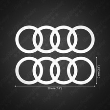 Lot 2 stickers AUDI 20 cm BLANC brillant autocollants logo tuning anneaux caisse