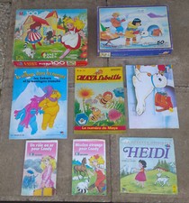 vintage ancien  lot  disque  heidi livre  candy  puzzle bibifoc  époque casimir