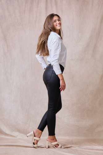 Pantalon enduit effet - , –