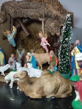 ANCIENNE CRECHE GARNIE SANTON DEVINEAU - H 25 cm - Années 80 - Période plastique