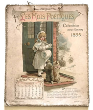 Calendrier complet : Les Mois Poétiques, 1895. 12 chromolithographies