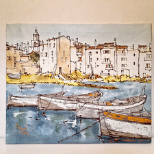 Bernard Dufour (1922-2016) - HST de la série "Port de St Tropez" 45,7 x 38 - 70'