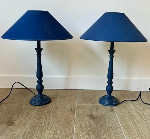 Paire lampes bois bleu - de,