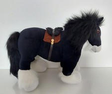 Peluche cheval noir blanc - noir, et